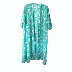 Turquoise Haven Bull Skull Kimono